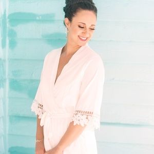 Bridal Robe, White Satin, Size S/M